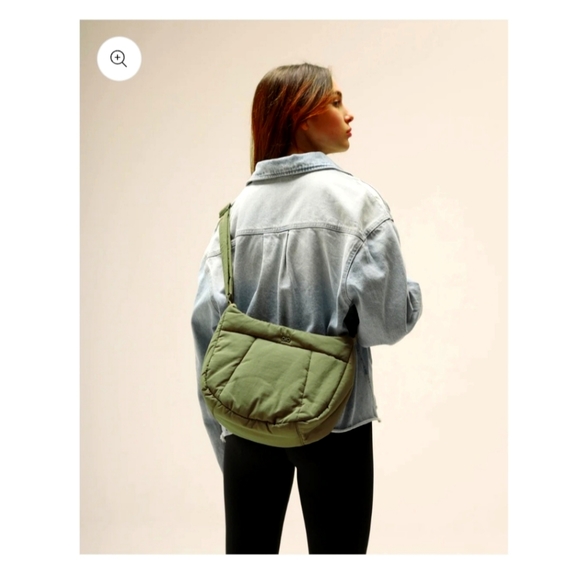 The Sophia Label Cosy Puffy Nylon Crossbody Bag in Pine- Olive Green - Picture 2 of 9